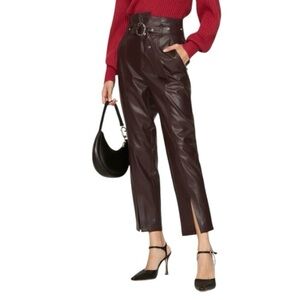 Marissa Webb Split Hem Pant in Brown Faux Leather Size 10